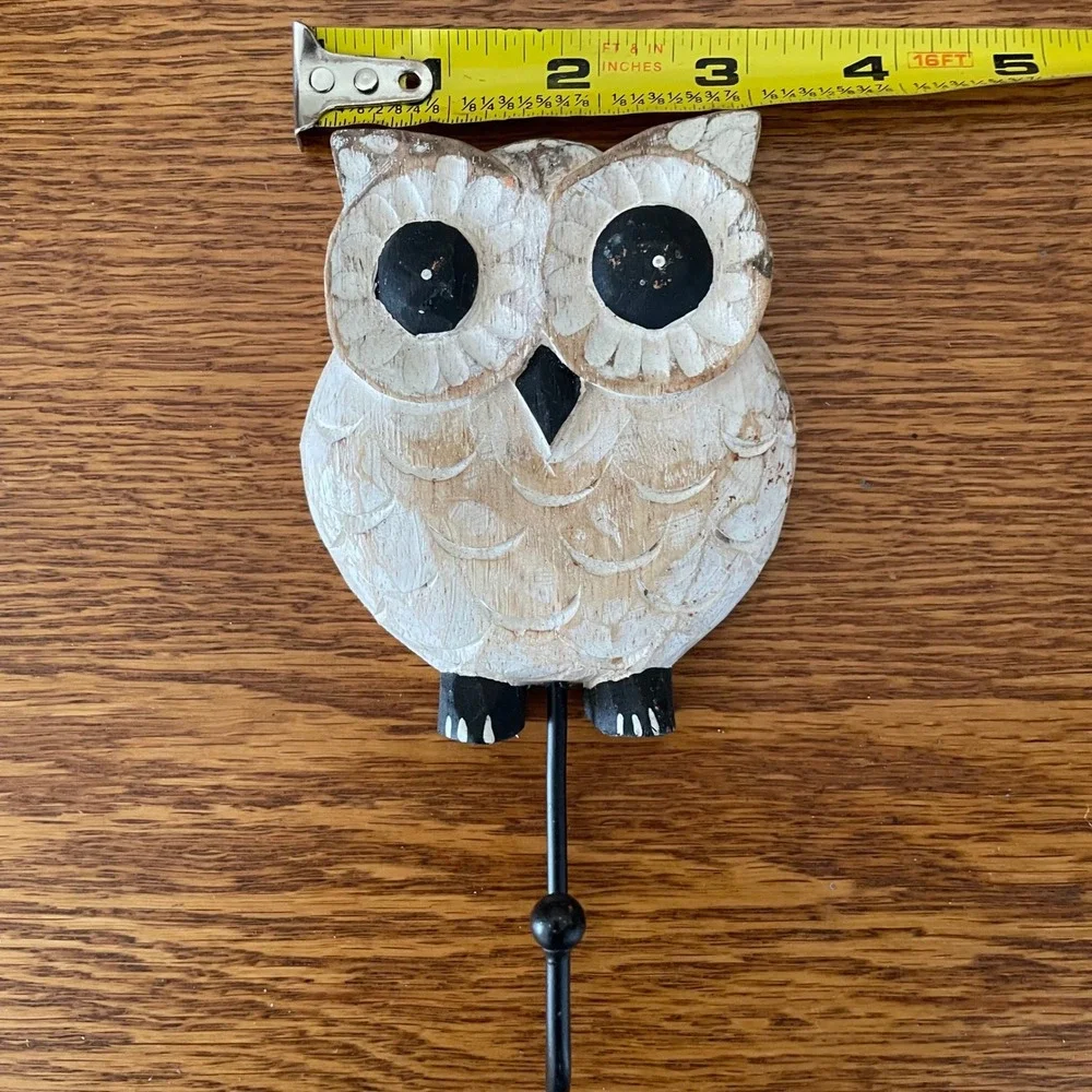 Wooden‎ Owl Shabby Chic Wall Hook Rustic Cottagecore Boho